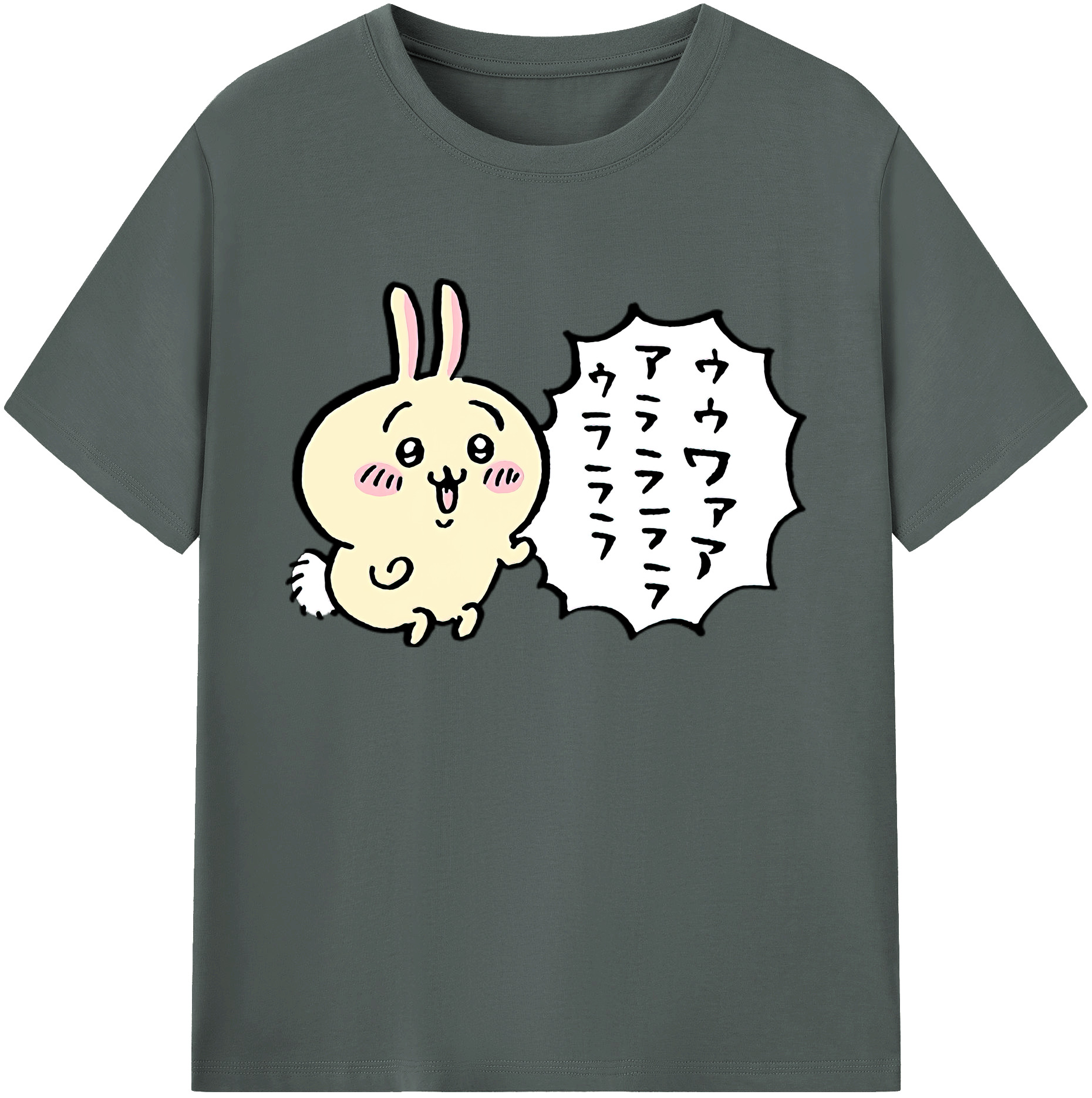 （画像用） ちいかわ うさぎ Chii-kawa usagi 綿100％ メンズ半袖Tシャツ｜肌触りやわらか＆通気性